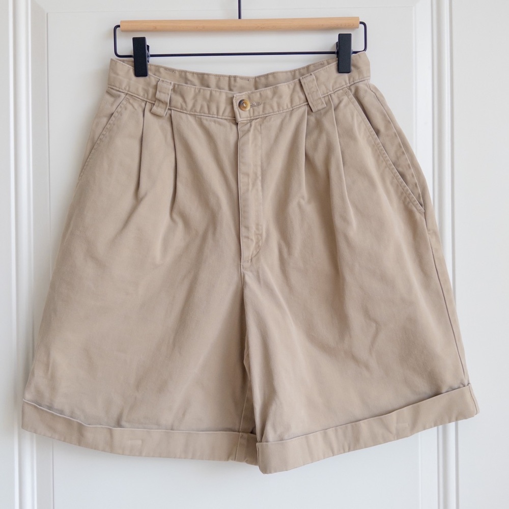 Vintage Lands end brown cuffed cotton shorts